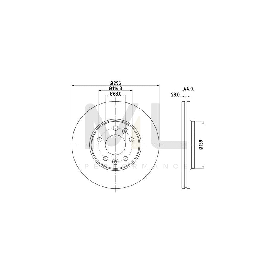 HELLA PRO 8DD 355 122-601 Brake Disc Externally Vented, Coated, without wheel hub, without wheel studs