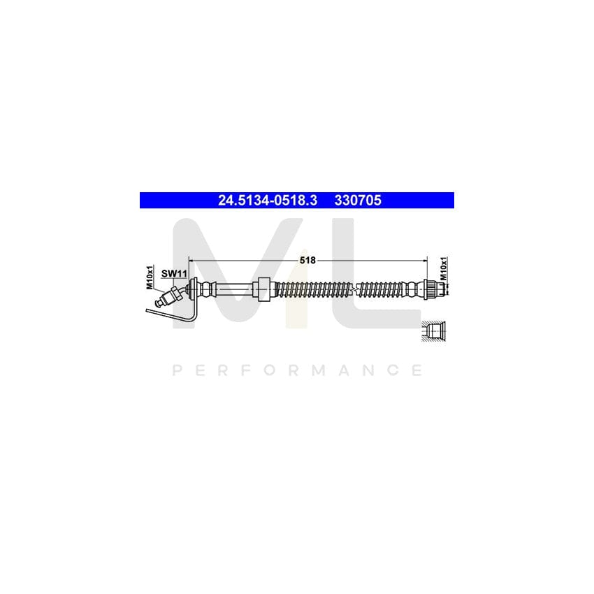 ATE 24.5134-0518.3 Brake Hose 518mm, M10x1