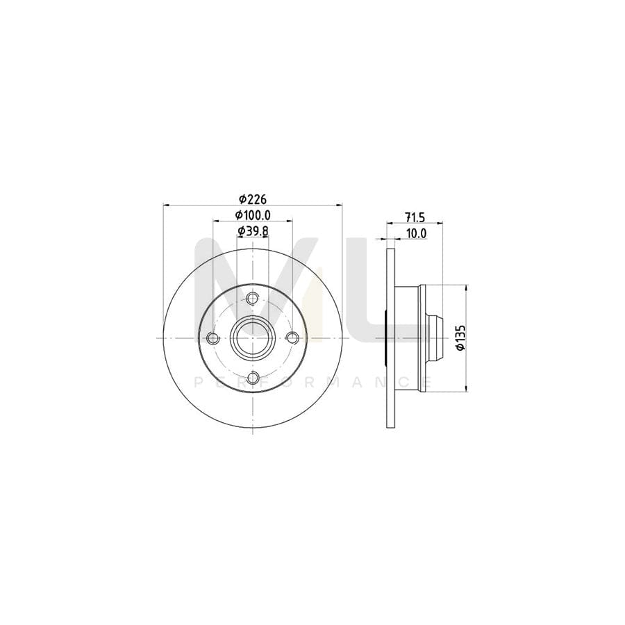 HELLA PRO 8DD 355 113-461 Brake Disc Solid, Coated, with ABS sensor ring, without wheel studs