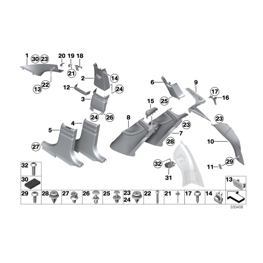 Genuine BMW 51477361746 F07 Cover, Column C, Bottom Right VENETOBEIGE (Inc. 550iX 4.0, 528i & 535dX) | ML Performance US Car Parts