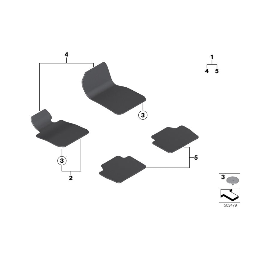 Genuine BMW 51477360799 F36 Floor Mat Velours Driver Side VENETOBEIGE (Inc. 435iX, 420dX & 430dX) | ML Performance US Car Parts