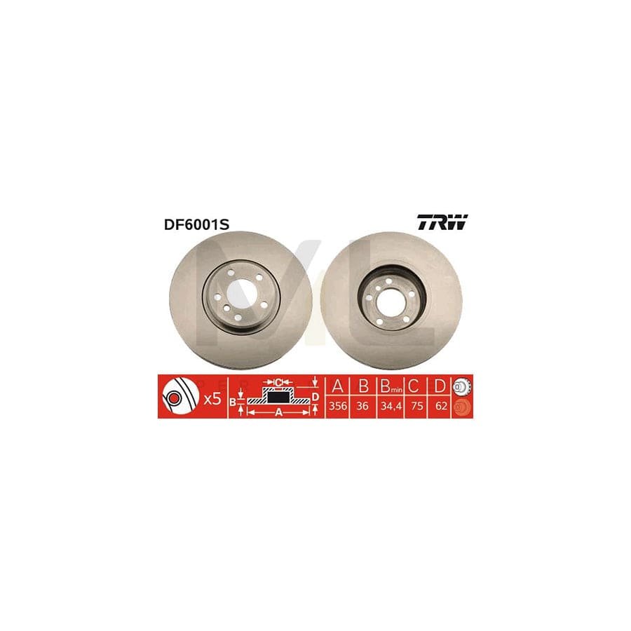 TRW DF6001S Brake Disc for BMW X5 (E53) Vented | ML Performance Car Parts