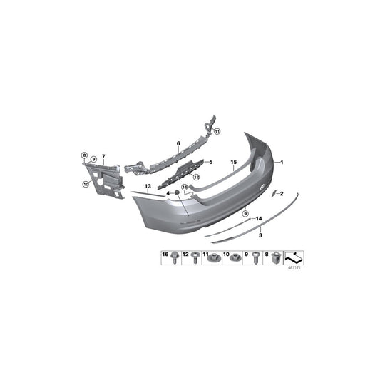 Genuine BMW 51127496092 F32 F33 Bumper Trim Panel, Primed, Rear BASIS 2-FLUTIG (Inc. 420i, 420iX & 430d) | ML Performance US Car Parts