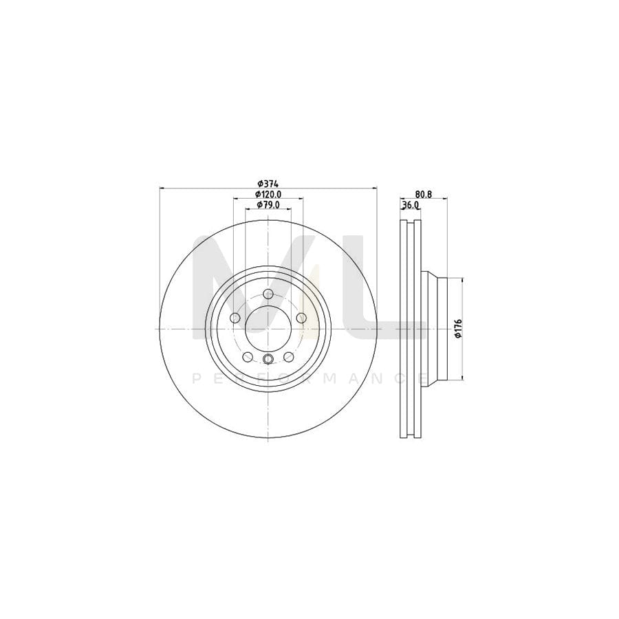 HELLA PRO 8DD 355 110-001 Brake Disc for BMW 7 (E65, E66, E67) Internally Vented, Coated, without wheel hub, without wheel studs