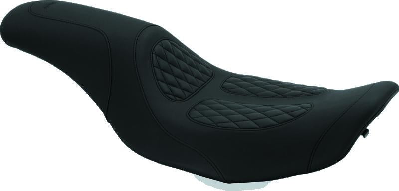 Mustang Motorcycle Mustang 97-07 Harley Rd King,06-07 Str Glide,00-01 Screamin Eagle 1PC Seat w/Diamond Stitch - Black