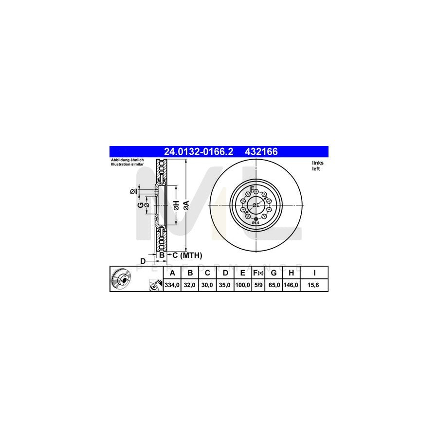 ATE 24.0132-0166.2 Brake Disc Two-piece brake disc, Vented, Coated, High-carbon
