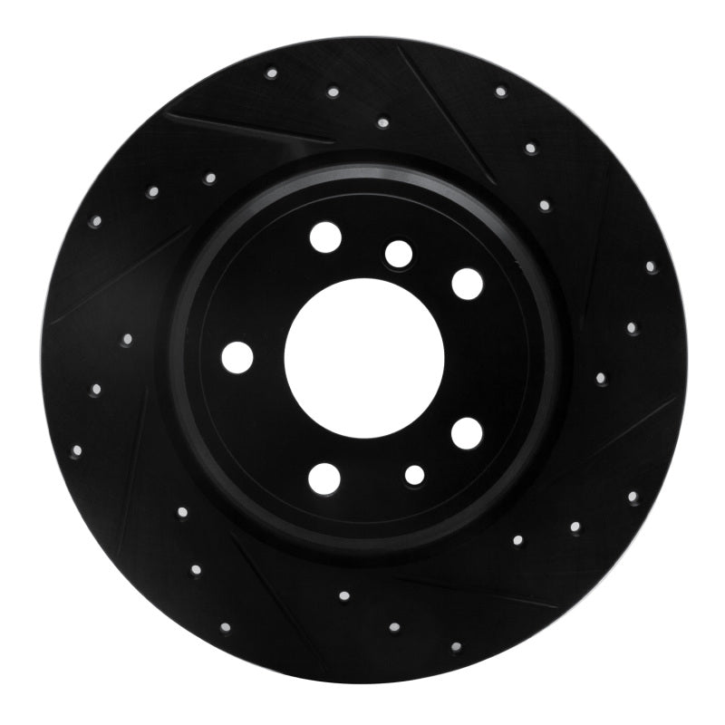 R1 Concepts R1 91-01 BMW 850CI Rear Right Drilled & Slotted Black Brake Rotor