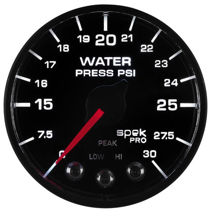 Autometer Spek-Pro - Nascar 2-1/16in Water Press 0- 30 psi Bfb