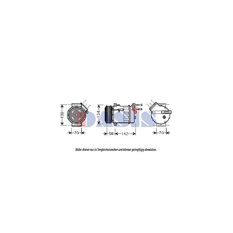 AKS Dasis 851886N Compressor, Air Conditioning for Saab 9-3