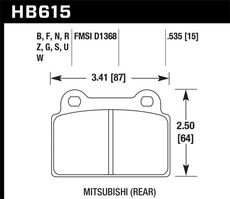 Hawk Performance Hawk 2008-2014 Mitsubishi Lancer Evo (1-piece front rotor) High Perf. Street 5.0 Rear Brake Pads