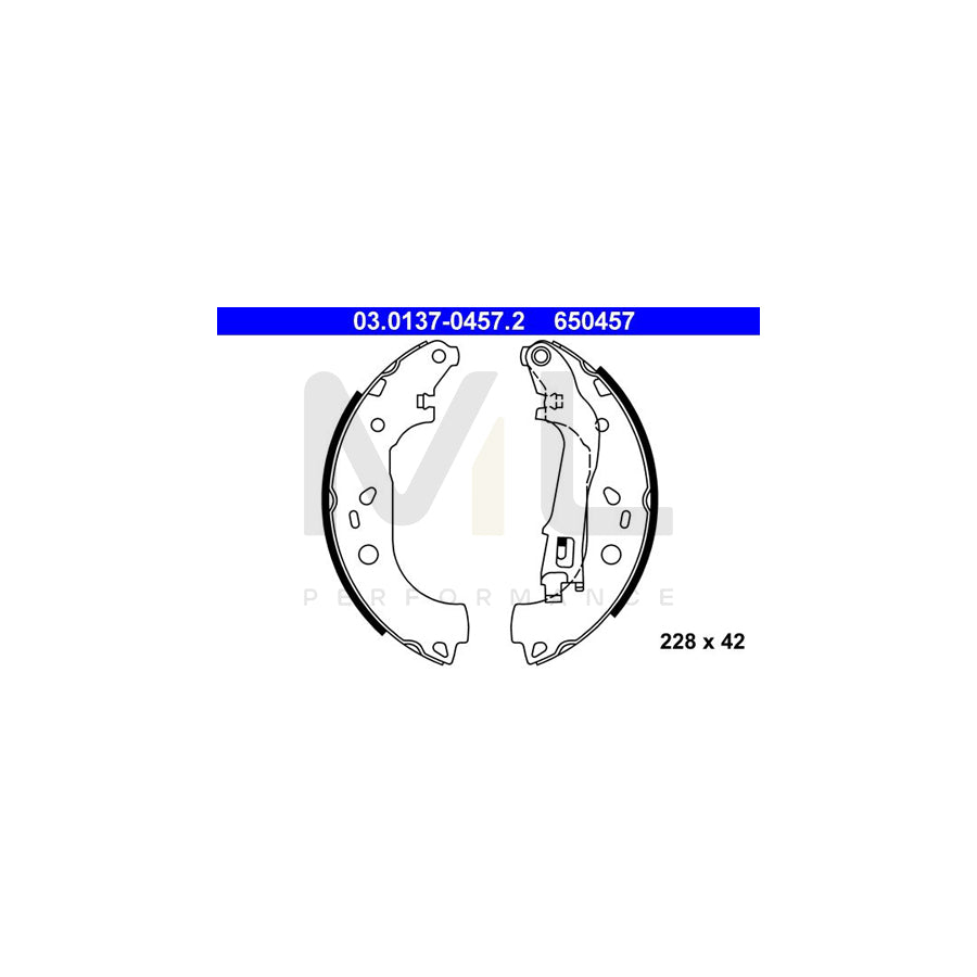 ATE 03.0137-0457.2 Brake Shoe Set with lever
