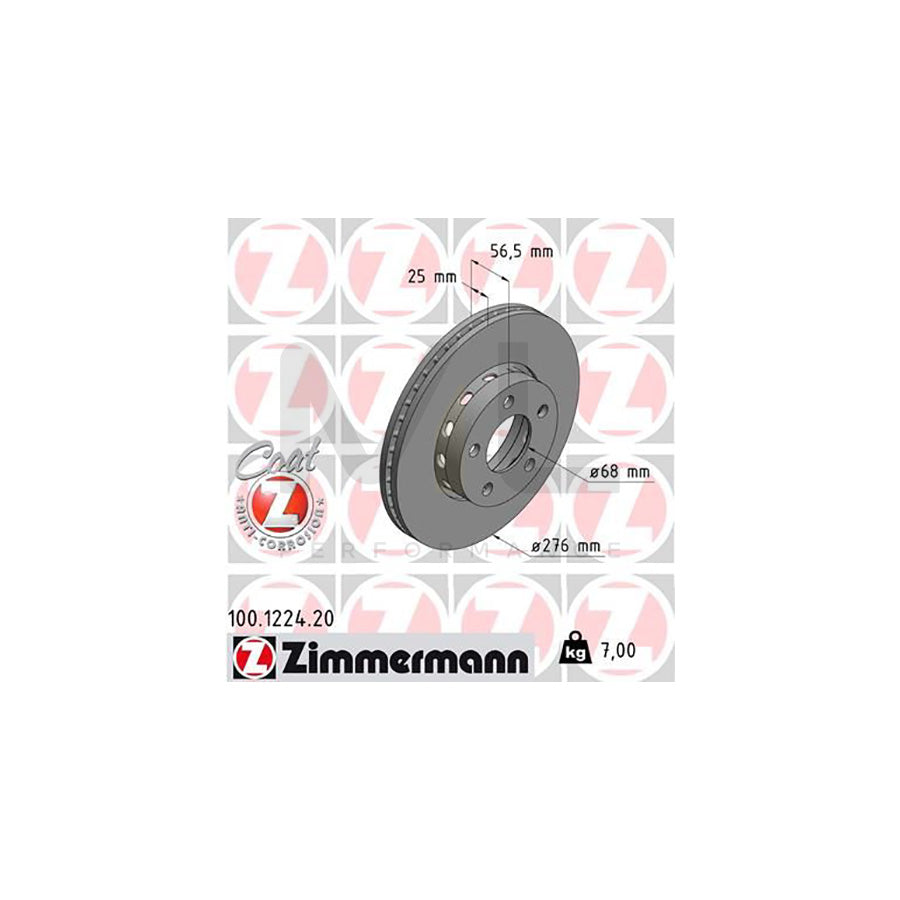 ZIMMERMANN COAT Z 100.1224.20 Brake Disc Externally Vented, Coated  - 1 piece