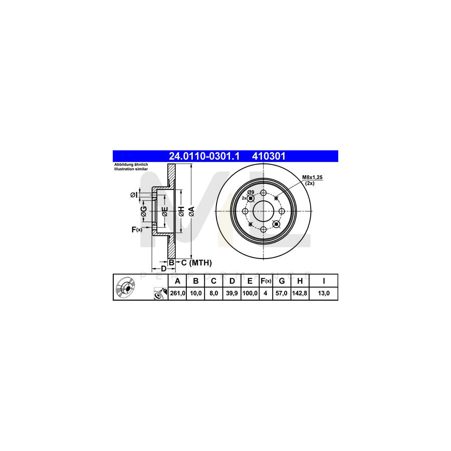 ATE 24.0110-0301.1 Brake Disc Solid, Coated  - 1 piece
