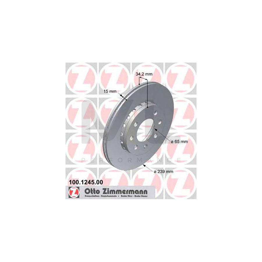 ZIMMERMANN 100.1245.00 Brake Disc Externally Vented, Alloyed / High-carbon  - 1 piece