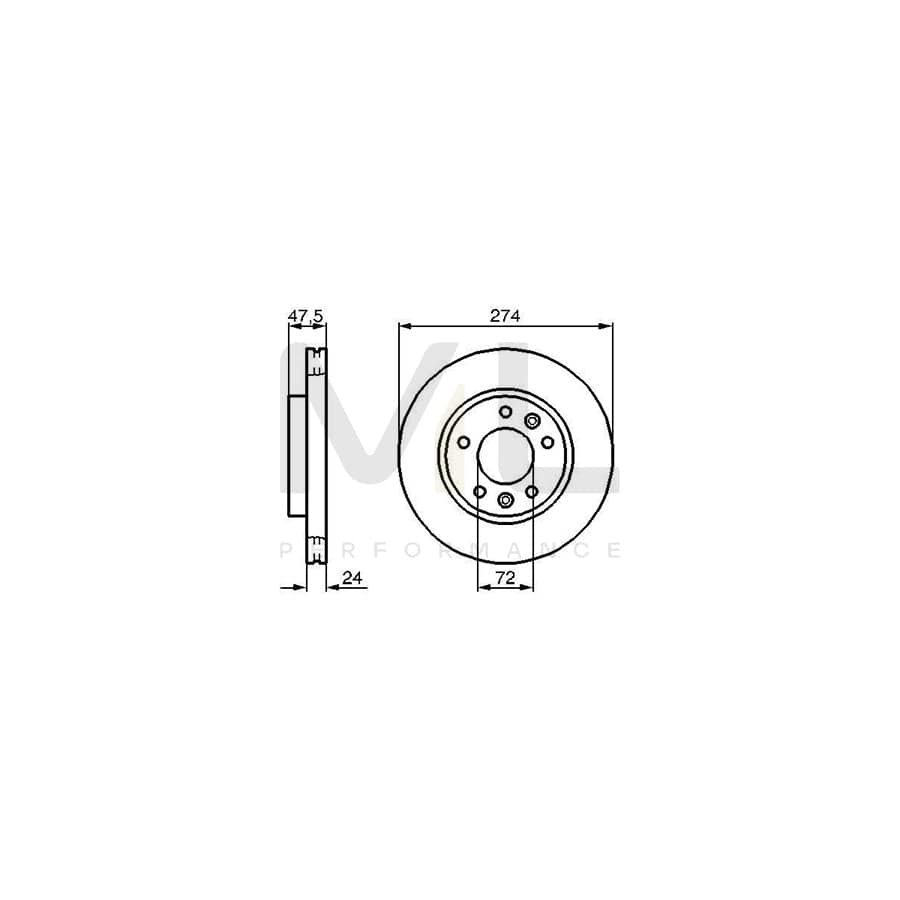 BOSCH 0 986 479 013 Brake Disc for KIA Sedona I (UP) Internally Vented, Vented, Oiled | ML Performance Car Parts