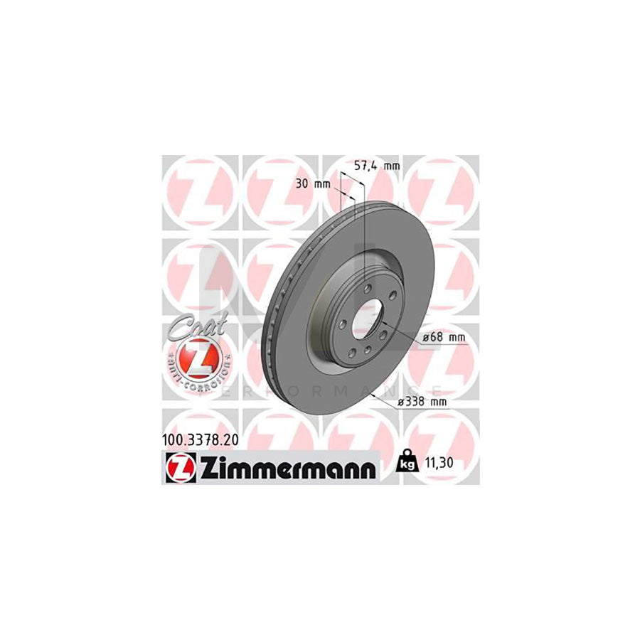 ZIMMERMANN COAT Z 100.3378.20 Brake Disc Internally Vented, Coated, High-carbon  - 1 piece