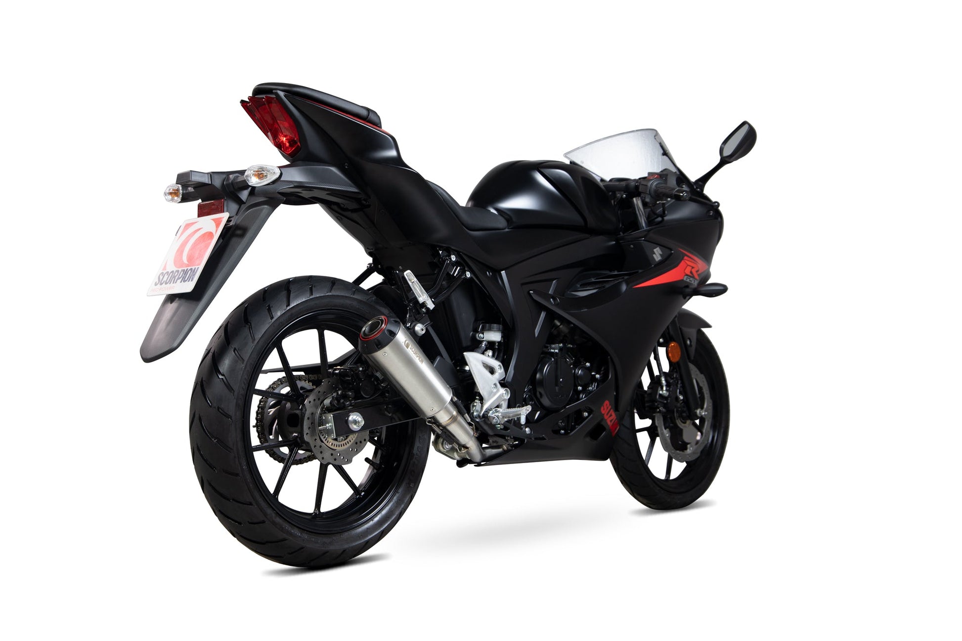 Scorpion PSI121SEO Suzuki Red Power Full System - Brushed Stainless Steel Sleeve (GSX-R 125 / GSX-R 150) | ML Performance US US