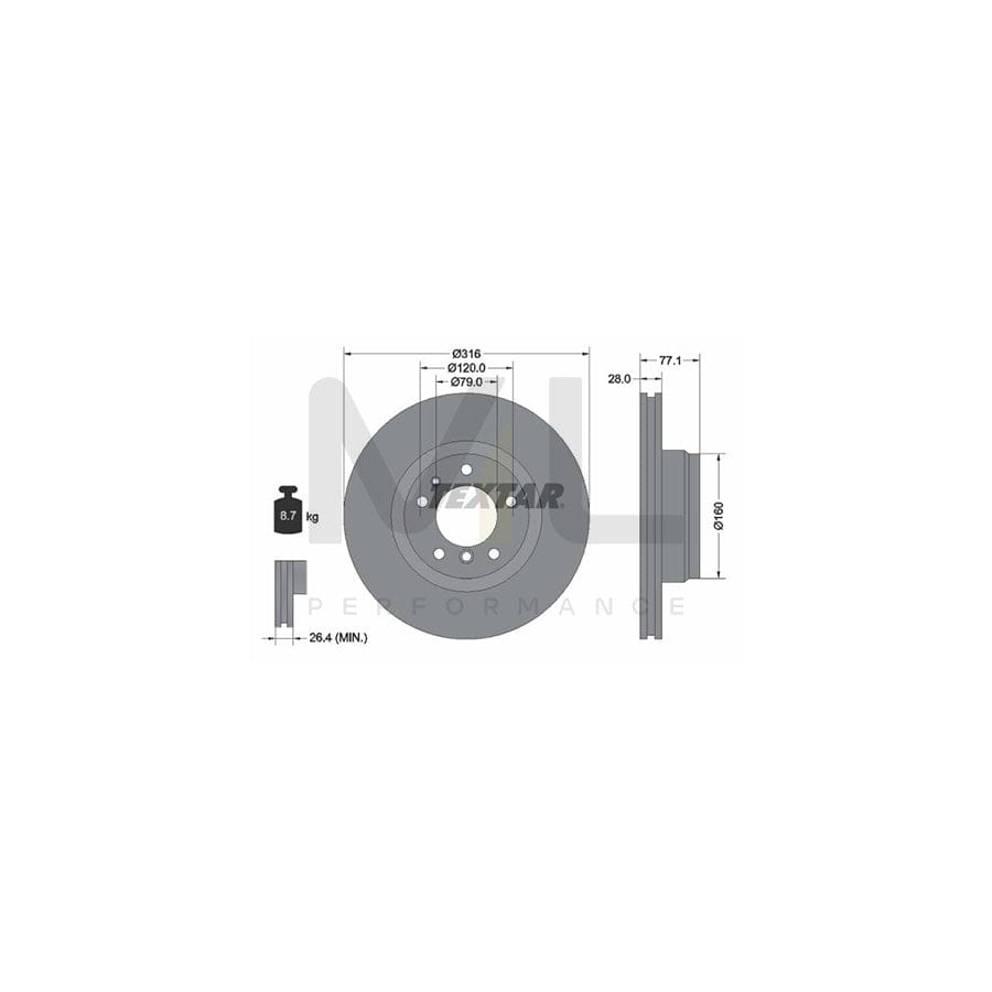 TEXTAR PRO+ 92071405 Brake Disc for BMW 7 (E38) Internally Vented, Coated, High-carbon, without wheel studs | ML Performance Car Parts