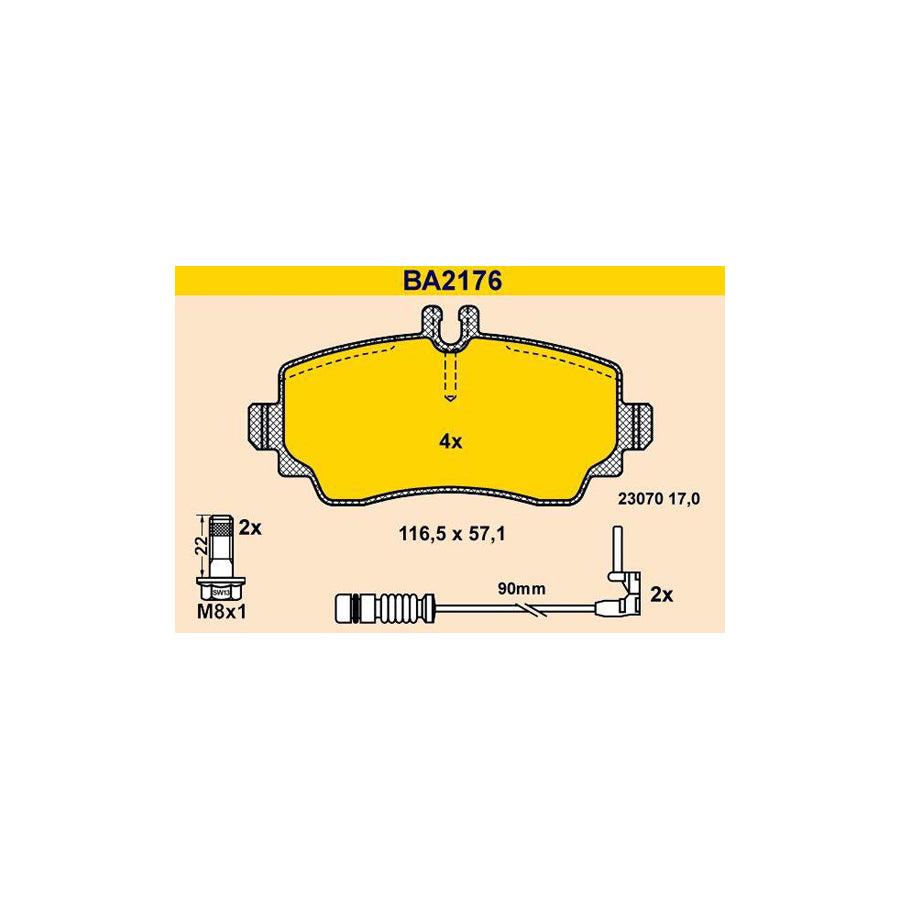 Barum Ba2176 Brake Pad Set Suitable for Mercedes-Benz A-Class (W168)