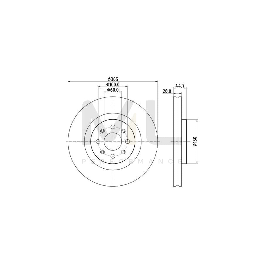 HELLA PRO 8DD 355 120-951 Brake Disc Internally Vented, Coated, without wheel hub, without wheel studs