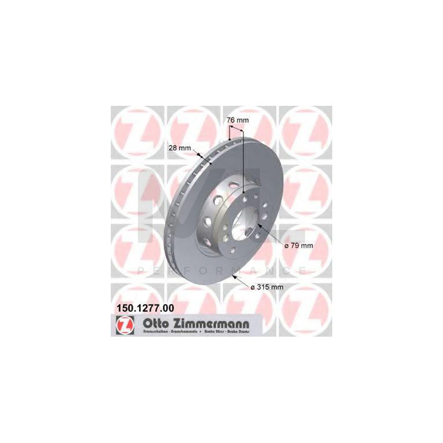 ZIMMERMANN 150.1277.00 Brake Disc for BMW 5 Saloon (E34) Externally Vented, High-carbon  - 1 piece
