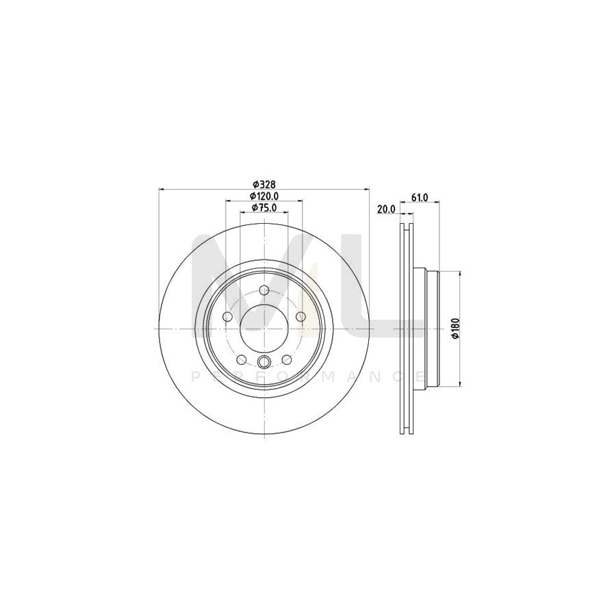 HELLA 8DD 355 104-571 Brake Disc Externally Vented, without wheel hub, without wheel studs