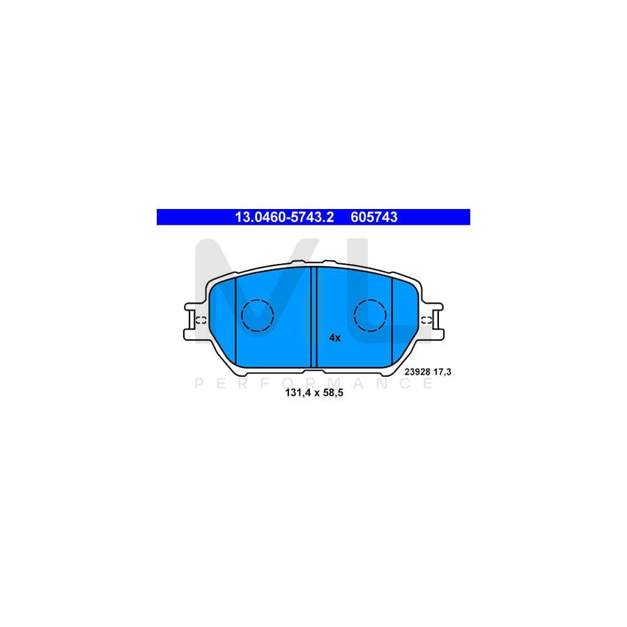 ATE 13.0460-5743.2 Brake pad set excl. wear warning contact