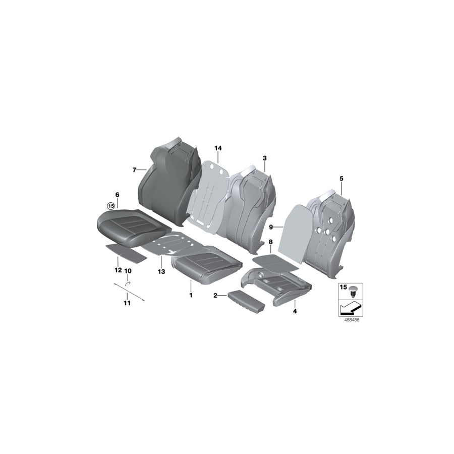 Genuine BMW 52108071275 F90 Cover, Comfort Backrest, Perf. Lthr, Le SILVERSTONE (Inc. M5) | ML Performance US Car Parts