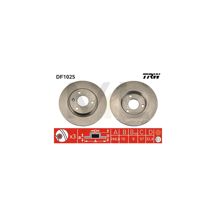 TRW DF1025 Brake Disc Solid, with bolts/screws | ML Performance Car Parts