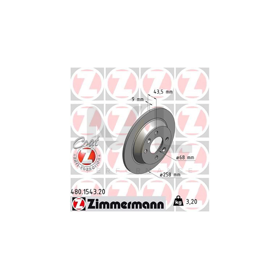 ZIMMERMANN COAT Z 480.1543.20 Brake Disc Solid, Coated  - 1 piece