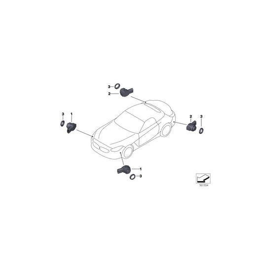 Genuine BMW 66209472275 G29 Ultrasonic Sensor, Frozen Gray Ii WC37 (Inc. Z4 20i, Z4 30i & Z4 M40i) | ML Performance US Car Parts