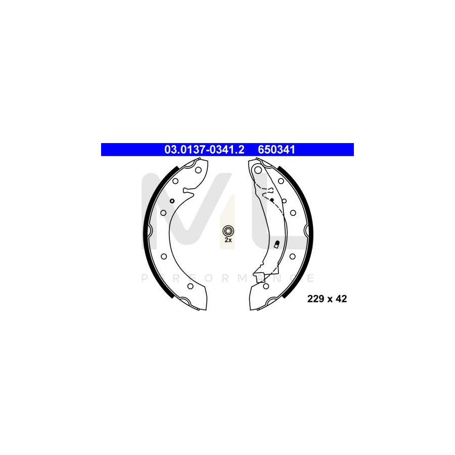ATE 03.0137-0341.2 Brake Shoe Set with lever
