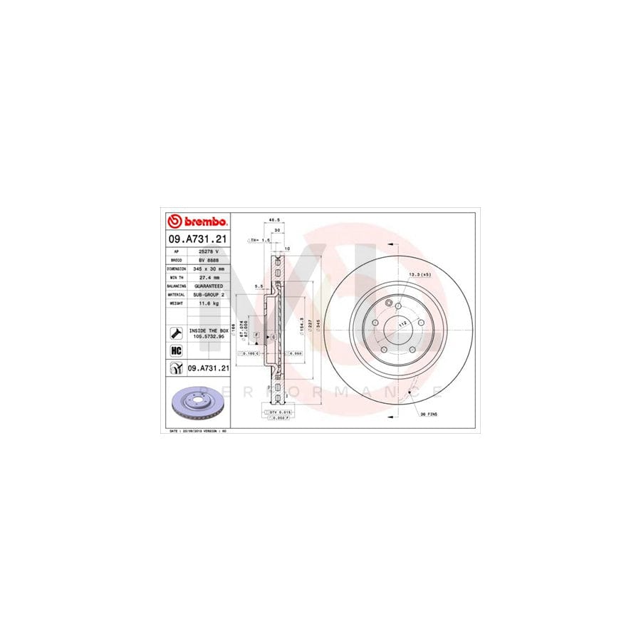 BREMBO COATED DISC LINE 09.A731.21 Brake Disc Internally Vented, Coated, High-carbon, with bolts/screws | ML Performance Car Parts