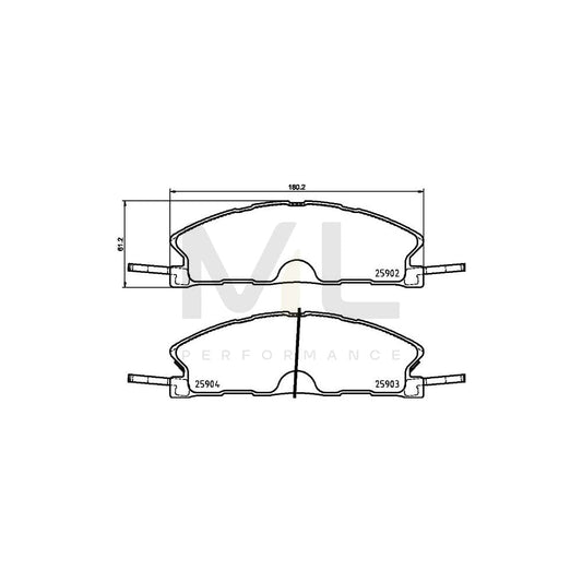 Hella 8DB 355 025-071 Brake Pad Set Not Prepared For Wear Indicator, With Accessories
