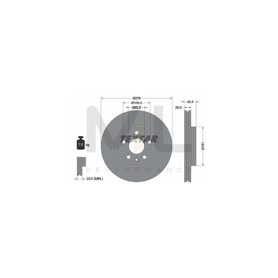 TEXTAR 92198900 Brake Disc Internally Vented, without wheel hub, without wheel studs | ML Performance Car Parts