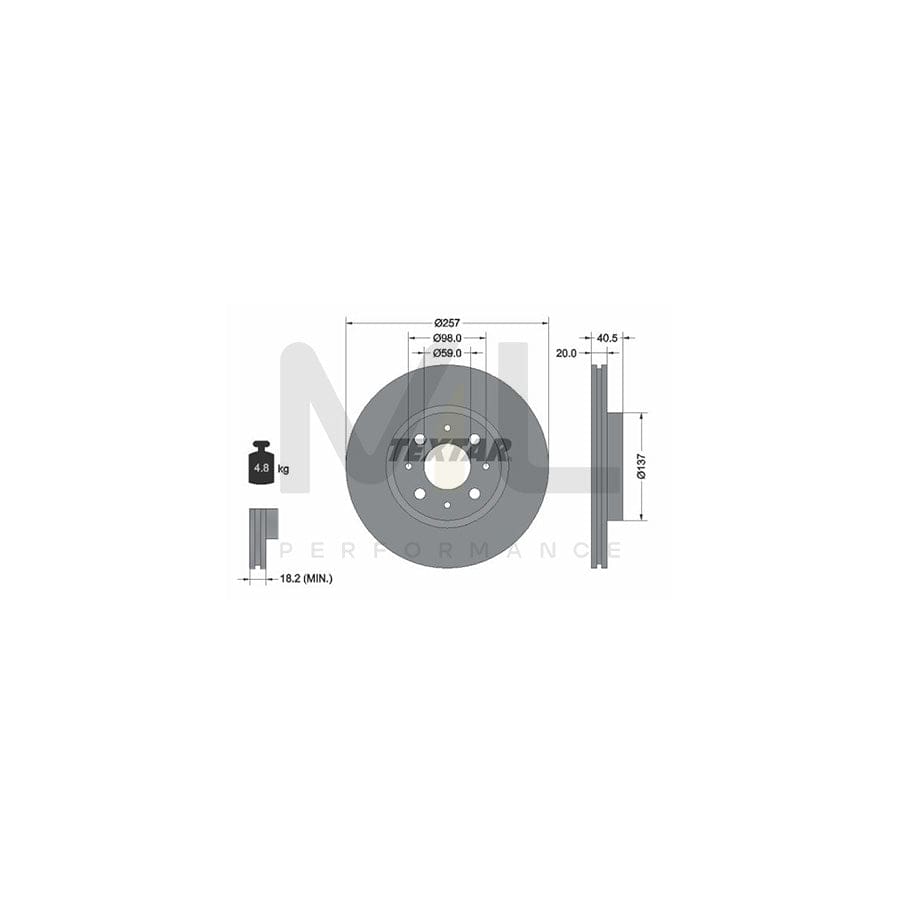 TEXTAR 92068500 Brake Disc Internally Vented, without wheel hub, without wheel studs | ML Performance Car Parts