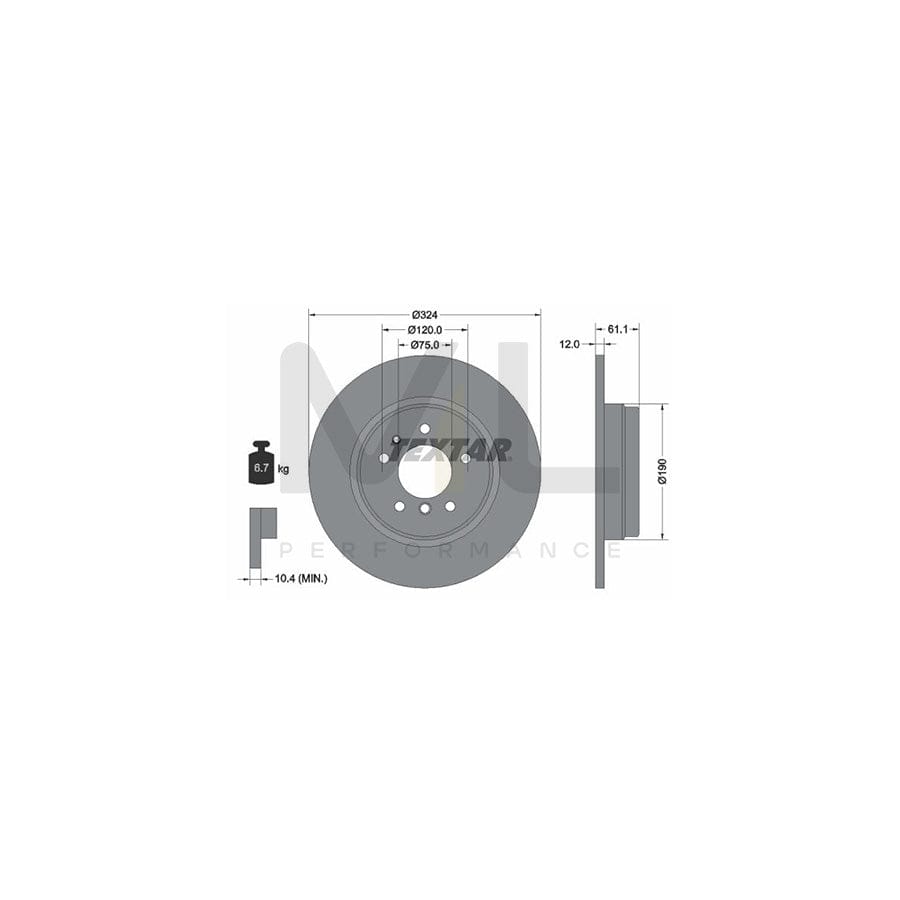 TEXTAR 92058400 Brake Disc Solid, without wheel hub, without wheel studs | ML Performance Car Parts