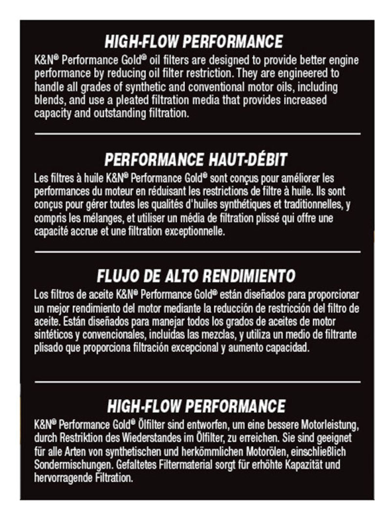 K&N Engineering K&N Performance Oil Filter - 14-18 Fiat 500L 1.4L L4 Gas