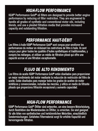 K&N Engineering K&N Performance Oil Filter - 14-18 Fiat 500L 1.4L L4 Gas
