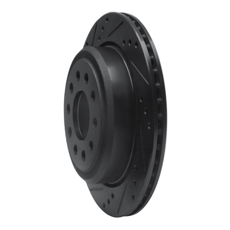 R1 Concepts R1 03-11 Lincoln Town Car Rear Left Drilled & Slotted Black Brake Rotor
