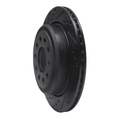 R1 Concepts R1 03-11 Lincoln Town Car Rear Left Drilled & Slotted Black Brake Rotor