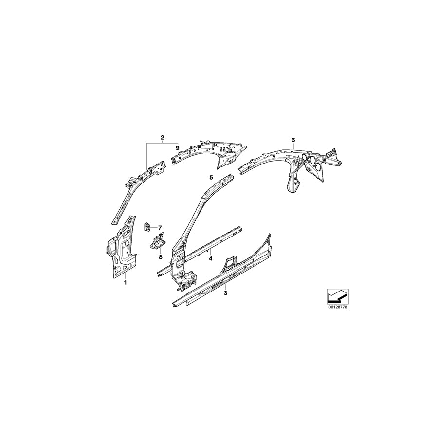 Genuine BMW 41127111299 E60 Left Interior Roof Frame (Inc. 550i) 1 | ML Performance US Car Parts