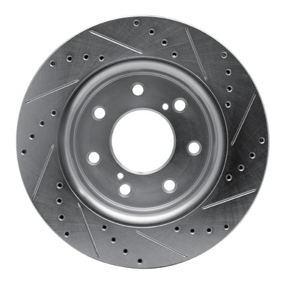 R1 Concepts R1 10-14 Ford F-150 4WD Front Left Drilled & Slotted Silver Brake Rotor