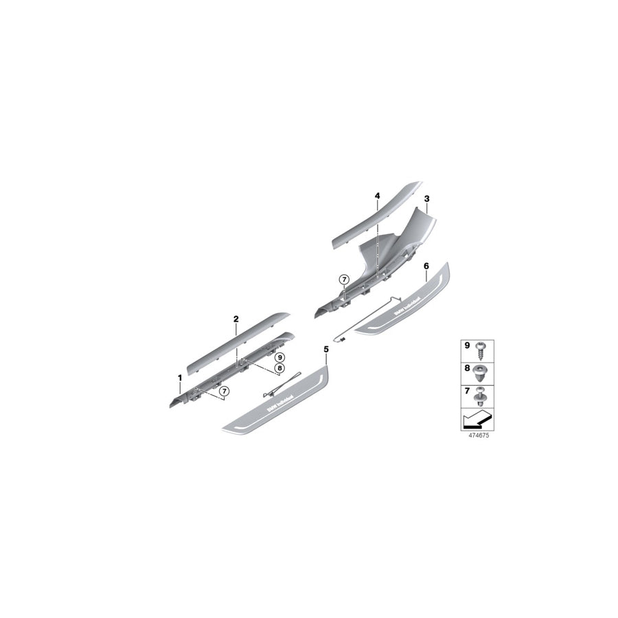 Genuine BMW 51477407323 G12 G11 Cover Molding, Sill, Inner Front Left ELFENBEINWEISS (Inc. 725d, 730Ld & 740i) | ML Performance US Car Parts