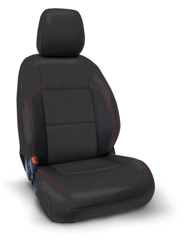 PRP Seats PRP 2016+ Toyota Tacoma Front Seat Covers with Electric Seat Adj. (Pair) - Black with Red Stitching