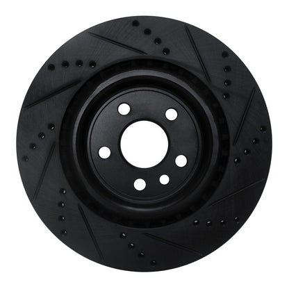R1 Concepts R1 2017-2020 Jaguar I-Pace Rear Left Drilled & Slotted Black Brake Rotor