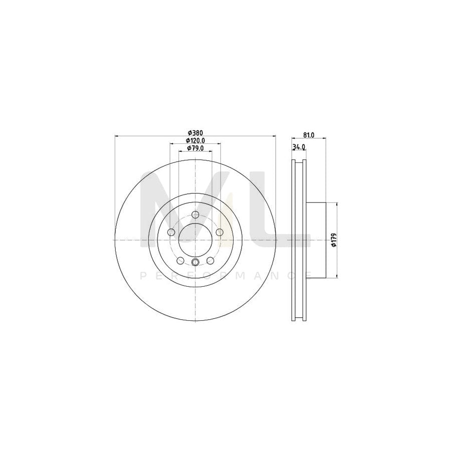HELLA PRO High Carbon 8DD 355 122-571 Brake Disc for LAND ROVER Range Rover III (L322) Internally Vented, Coated, High-carbon, without wheel hub, without wheel studs