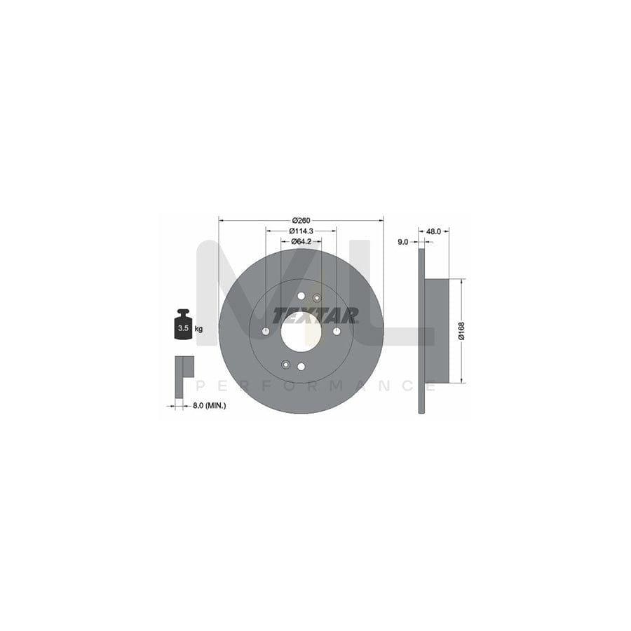 TEXTAR 92320203 Brake Disc for HONDA ACCORD Solid, Coated, without wheel hub, without wheel studs | ML Performance Car Parts