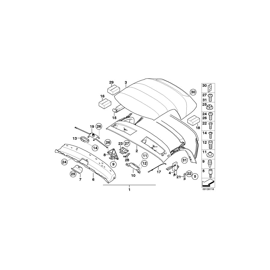 Genuine BMW 54347079587 E85 Left Tension Rope (Inc. Z4 3.0si) | ML Performance US Car Parts