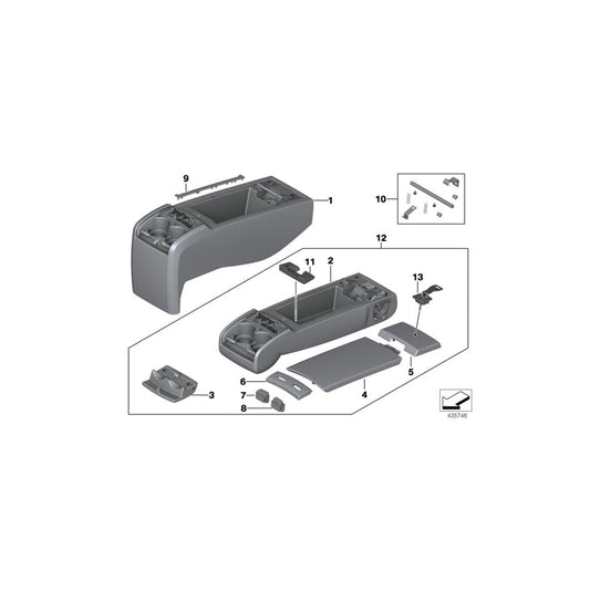 Genuine BMW 52207269468 F07 Console, Lower Section, Leather LCEW LCEX WEISS (Inc. 530d, 535d & 535iX) | ML Performance US Car Parts